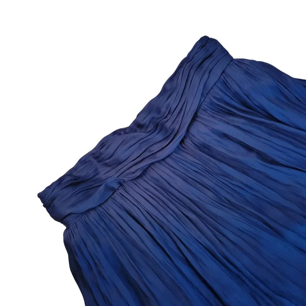 J Crew Point Sur Navy Blue Pleated Maxi‎ Skirt 6 Formal Elegant Wedding